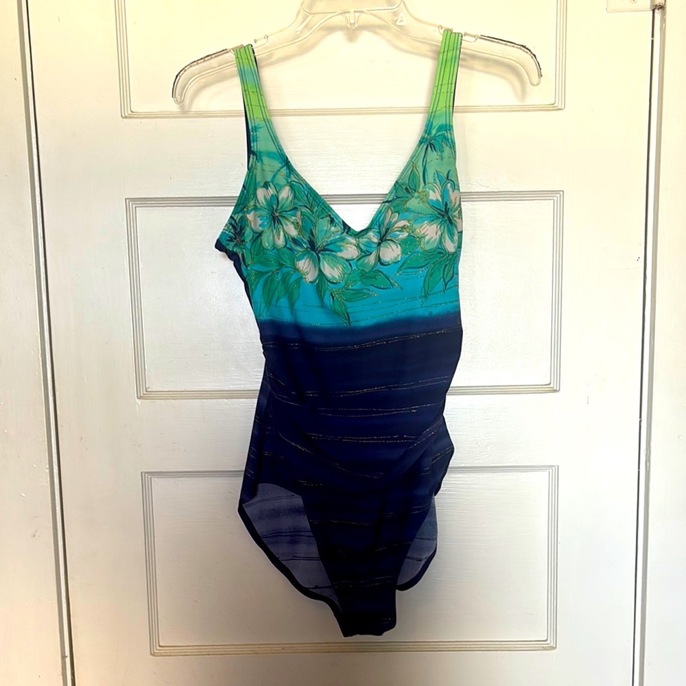 Beach Bay Floral Gradient One-Piece Swimsuit Size 12